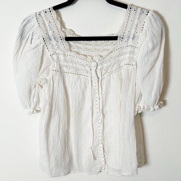 Doen Anneth Blouse Top Salt Cream Lace Medium - Picture 4 of 11